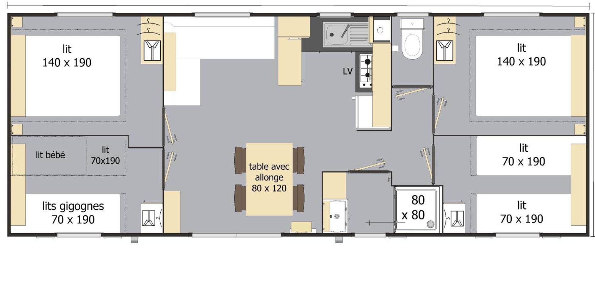 Mobil Home Xxl 4 Chambres - Camping Le Giessen Bassemberg Rum bild